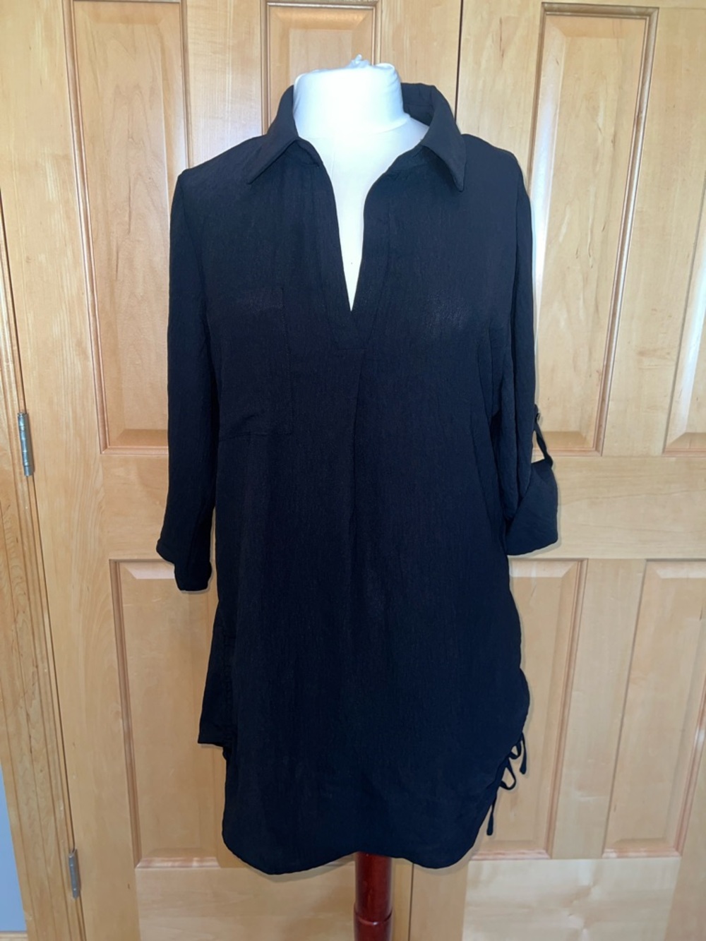 Black Collared Women's Swim Coverup Tunic
